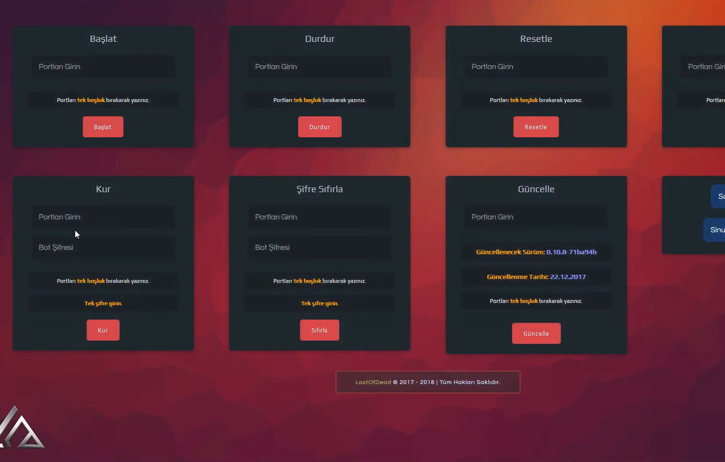 LinusScript - Sunucu Yönetim Sinusbot Sayfası